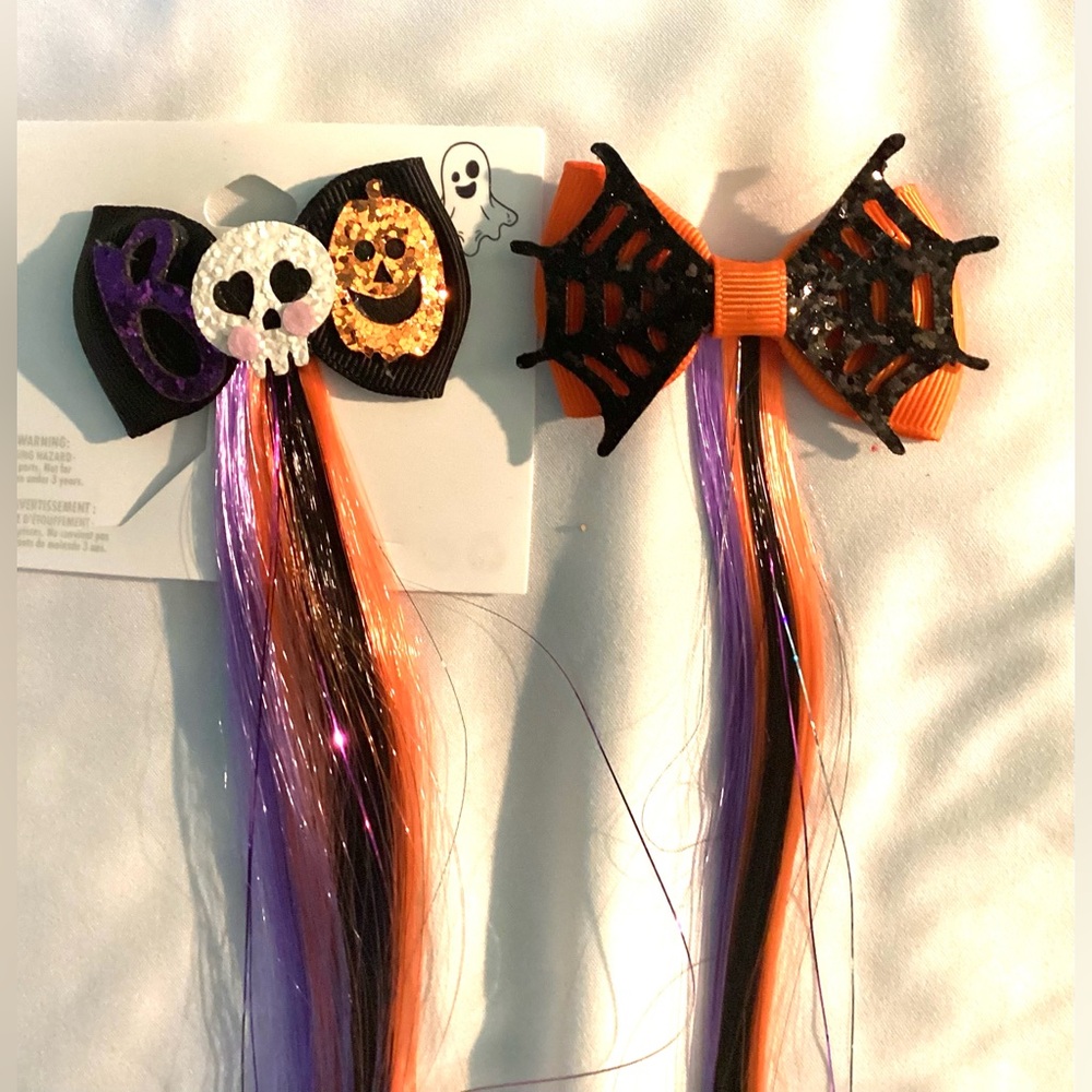 NEW Claire’s 2 Halloween clip hair 13” long